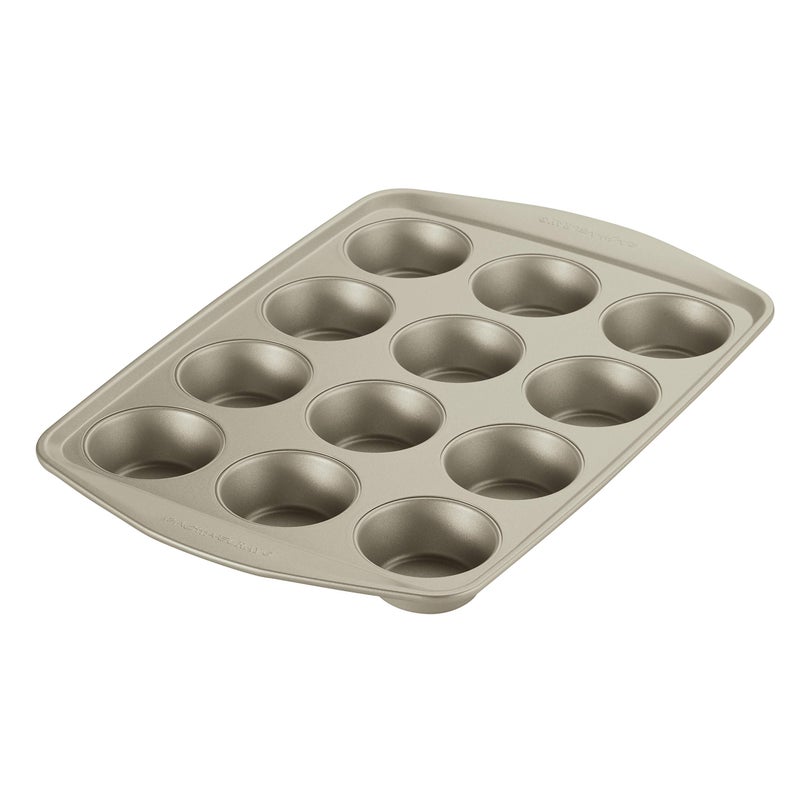 Rachael Ray Nonstick Bakeware Set without Grips includes Nonstick Baking Pan with Lid and Muffin Pan / Cupcake Pan - 3 Piece, Silver - Image 5